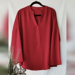 Shein Curve Red 3/4 Sleeve Blouse Size 1XL